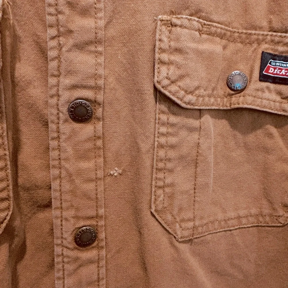 Dickies Vintage Distressed Brown Canvas Barn Jacket Gray Hooded Coat size M - Picture 5 of 12